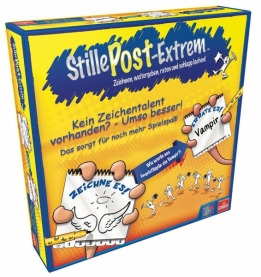 Spiel Stille Post Extrem mit lustigen Bildern und verrückten Sätzen.