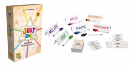 Kooperatives Partyspiel Just One mit 110 Karten und beiliegendem Spielblock für 3-7 Spieler.