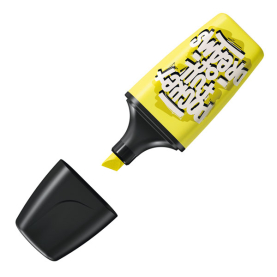 Gelber Textmarker mit Mini-Format und BOSS Logo.