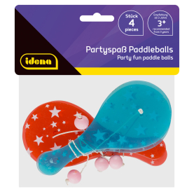 Bunte Paddleballs-Set mit 4 Stück in verschiedenen Farben für Spiel und Spaß.