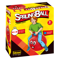 Roter Sprungball mit Happy Face Motiv, Durchmesser 45-50cm für spaßiges Hüpfvergnügen.