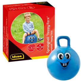 Blauer Sprungball mit glücklichem Gesicht, Ø 45-50cm.