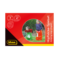 Hüpfspielset mit Start-Zielband und bunten Hüpfsäcken für aktiven Spaß im Freien.