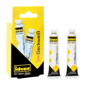 Zwei Tuben Deckweiß à 7,5 ml für kreative und präzise Korrekturen und Highlights beim Malen und Schreiben.