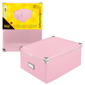 Rosa Aufbewahrungsbox aus FSC-zertifiziertem recyceltem Material, Maße 35x28x17cm.