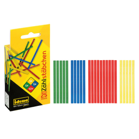 Buntes Set aus 25 Zählstäbchen aus Holz, 75 mm lang und FSC-zertifiziert.