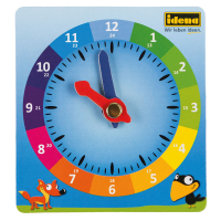 Lernuhr aus Pappe in eckigem Design mit farbenfroher...