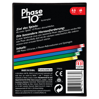 Kartenspiel Phase 10 mit goldenen Zahlen und bunten Karten