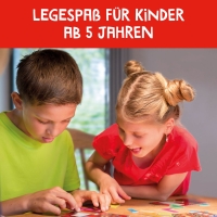 Spannendes Gesellschaftsspiel Ubongo Junior mit kniffligen Rätseln und bunt gestalteten Spielplättchen